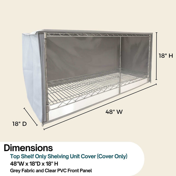 Storage Shelving Top Cover, 48"W x 18"D x 18"H, one side see through panel (Top Part ONLY)