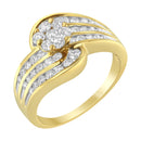14K Yellow Gold Diamond Cocktail Bypass Ring (1 1/2 Cttw, H-I Color, SI2-I1 Clarity) - Size 7-7