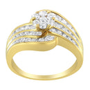 14K Yellow Gold Diamond Cocktail Bypass Ring (1 1/2 Cttw, H-I Color, SI2-I1 Clarity) - Size 7-8