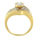 14K Yellow Gold Diamond Cocktail Bypass Ring (1 1/2 Cttw, H-I Color, SI2-I1 Clarity) - Size 7-9