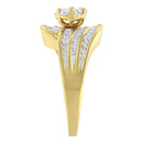 14K Yellow Gold Diamond Cocktail Bypass Ring (1 1/2 Cttw, H-I Color, SI2-I1 Clarity) - Size 7-10