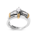 14K Yellow and White Gold 1/3 Cttw Marquise Diamond Cocktail Engagement Ring Set (H-I Color, SI1-SI2 Clarity) - Size 7-6