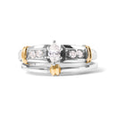 14K Yellow and White Gold 1/3 Cttw Marquise Diamond Cocktail Engagement Ring Set (H-I Color, SI1-SI2 Clarity) - Size 7-9