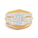 14K Yellow Gold 2-1/3 Cttw Diamond Cluster Channel Set Chevron Shaped Engagement Ring (H-I Color, SI1-SI2 Clarity) - Ring Size 7-7