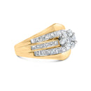 14K Yellow Gold 2-1/3 Cttw Diamond Cluster Channel Set Chevron Shaped Engagement Ring (H-I Color, SI1-SI2 Clarity) - Ring Size 7-8