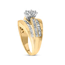 14K Yellow Gold 2-1/3 Cttw Diamond Cluster Channel Set Chevron Shaped Engagement Ring (H-I Color, SI1-SI2 Clarity) - Ring Size 7-10
