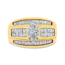 14K Yellow Gold 1 1/2 Cttw Pie, Princess and Baguette-cut Diamond Marquise Shaped Engagement Cocktail Ring Band (H-I Color, I1-I2 Clarity) - Ring Size 7-5