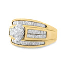 14K Yellow Gold 1 1/2 Cttw Pie, Princess and Baguette-cut Diamond Marquise Shaped Engagement Cocktail Ring Band (H-I Color, I1-I2 Clarity) - Ring Size 7-6