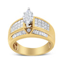 14K Yellow and White Gold 1 3/4 Cttw Round, Baguette, Princess and Pie-Cut Diamond Ring (H-I Color, SI1-SI2 Clarity)-5