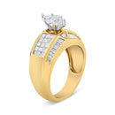 14K Yellow and White Gold 1 3/4 Cttw Round, Baguette, Princess and Pie-Cut Diamond Ring (H-I Color, SI1-SI2 Clarity)-6