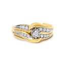 14K Yellow Gold 1/4 Cttw Round Diamond Wave Motif Bypass Ring-1