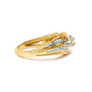 14K Yellow Gold 1/4 Cttw Round Diamond Wave Motif Bypass Ring-2