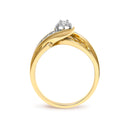 14K Yellow Gold 1/4 Cttw Round Diamond Wave Motif Bypass Ring-5
