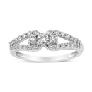 10K White Gold 1/2 Cttw Round Cut Diamond Three Stone Split Shank Band Ring (H-I Color, SI1-SI2 Clarity) - Size 6-6