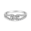 10K White Gold 1/2 Cttw Round Cut Diamond Three Stone Split Shank Band Ring (H-I Color, SI1-SI2 Clarity) - Size 6-7