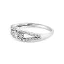 10K White Gold 1/2 Cttw Round Cut Diamond Three Stone Split Shank Band Ring (H-I Color, SI1-SI2 Clarity) - Size 6-8