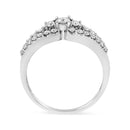 10K White Gold 1/2 Cttw Round Cut Diamond Three Stone Split Shank Band Ring (H-I Color, SI1-SI2 Clarity) - Size 6-9