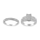 .925 Sterling Silver 3/4 Cttw Prong Set Round Diamond Composite Engagement Ring and Band Set (I-J Color, I3 Clarity) - Size 6.5-5