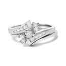 14K White Gold 3/8 Cttw Diamond Swirl Engagement Bridal Ring Set-1