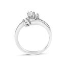 14K White Gold 3/8 Cttw Diamond Swirl Engagement Bridal Ring Set-5