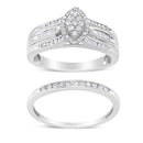 .925 Sterling Silver 1/2 Cttw Round and Baguette-Cut Diamond Engagement Bridal Set (I-J Color, I1-I2 Clarity) - Size 7-4