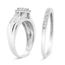 .925 Sterling Silver 1/2 Cttw Round and Baguette-Cut Diamond Engagement Bridal Set (I-J Color, I1-I2 Clarity) - Size 7-6