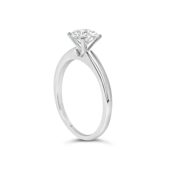 14K White Gold 1.0 Cttw Round Lab Grown Diamond 4 Prong Solitaire Engagement Ring (F-G Color, VS2-SI1 Clarity) - Ring Size 7