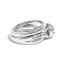 .925 Sterling Silver 1/7 Cttw Diamond Halo Bypass Engagement Ring and Wedding Band Set (I-J Color, I3 Clarity)- Size 7-2