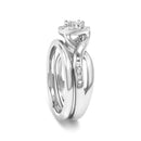 .925 Sterling Silver 1/7 Cttw Diamond Halo Bypass Engagement Ring and Wedding Band Set (I-J Color, I3 Clarity)- Size 7-4