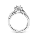 .925 Sterling Silver 1/7 Cttw Diamond Halo Bypass Engagement Ring and Wedding Band Set (I-J Color, I3 Clarity)- Size 7-5