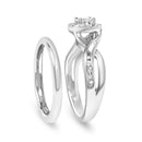 .925 Sterling Silver 1/7 Cttw Diamond Halo Bypass Engagement Ring and Wedding Band Set (I-J Color, I3 Clarity)- Size 7-6