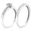 .925 Sterling Silver Diamond Accent Frame Twist Shank Bridal Set Ring and Band (I-J Color, I3 Clarity) - Size 7-7