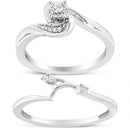 .925 Sterling Silver 1/10 Cttw Diamond Swirl and Bypass Bridal Set Ring and Band (I-J Color, I3 Clarity) - Size 7-5
