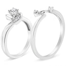 .925 Sterling Silver 1/10 Cttw Diamond Swirl and Bypass Bridal Set Ring and Band (I-J Color, I3 Clarity) - Size 7-7