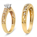 14K Yellow Gold Plated .925 Sterling Silver 1/5 Cttw Diamond Art Deco Style Engagement Ring Bridal Set (I-J Color, I3 Clarity) - Ring Size 7-9