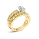 14K Yellow Gold Plated .925 Sterling Silver 1/5 Cttw Diamond Halo and Milgrain Finish Engagement Ring Bridal Set (I-J Color I3 Clarity) - Size 7-8