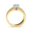 14K Yellow Gold Plated .925 Sterling Silver 1/5 Cttw Diamond Halo and Milgrain Finish Engagement Ring Bridal Set (I-J Color I3 Clarity) - Size 7-10