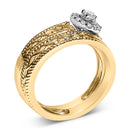 14K Yellow Gold Plated .925 Sterling Silver 1/5 Cttw Diamond Halo Engagement Ring and Wedding Band Set (I-J Color, I3 Clarity) - Size 7-7