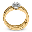 14K Yellow Gold Plated .925 Sterling Silver 1/5 Cttw Diamond Halo Engagement Ring and Wedding Band Set (I-J Color, I3 Clarity) - Size 7-9