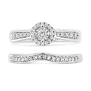 .925 Sterling Silver 1/3 Cttw Diamond Halo and Pave Shank Engagement Ring Set (I-J Color, I3 Clarity) - Ring Size 7-7