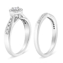 .925 Sterling Silver 1/3 Cttw Diamond Halo and Pave Shank Engagement Ring Set (I-J Color, I3 Clarity) - Ring Size 7-8
