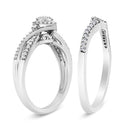 .925 Sterling Silver 1/3 Cttw Composite Diamond Frame Bypass Bridal Set Ring and Band (I-J Color, I2-I3 Clarity) - Ring Size 7-7