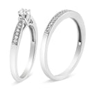 .925 Sterling Silver 1/3 Cttw Diamond Classic Engagement Ring Bridal Set with Milgrain (I-J Color, I3 Clarity) - Ring Size 7-7