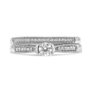 .925 Sterling Silver 1/3 Cttw Diamond Classic Engagement Ring Bridal Set with Milgrain (I-J Color, I3 Clarity) - Ring Size 7-8