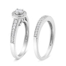.925 Sterling Silver 1/2 Ctw Diamond Halo and Milgrain Engagement Ring Bridal Set (I-J Color, I3 Clarity) - Ring Size 7-6