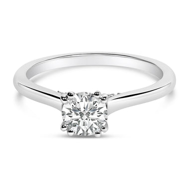 14K White Gold 7/8 Cttw Lab Grown Diamond Solitaire Cathedral Style Engagement Ring (F-G Color, VS1-VS2 Clarity) - Size 5