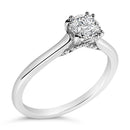 14K White Gold 7/8 Cttw Lab Grown Diamond Solitaire Cathedral Style Engagement Ring (F-G Color, VS1-VS2 Clarity) - Size 5-3