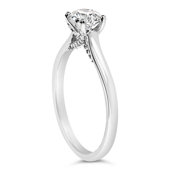 14K White Gold 7/8 Cttw Lab Grown Diamond Solitaire Cathedral Style Engagement Ring (F-G Color, VS1-VS2 Clarity) - Size 5