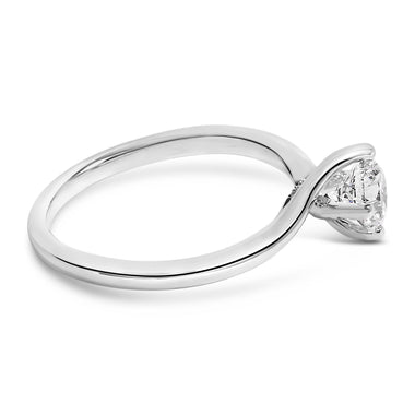 14K White Gold 4/5 Cttw Round Lab Grown Diamond Bypass Solitaire Engagement Ring (F-G Color, VS1-VS2 Clarity) - Ring Size 5 - 0