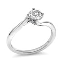 14K White Gold 4/5 Cttw Round Lab Grown Diamond Bypass Solitaire Engagement Ring (F-G Color, VS1-VS2 Clarity) - Ring Size 5-3